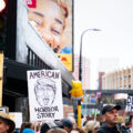 "American Horror Story" protest sign in Minneapolis on October 10, 2019.