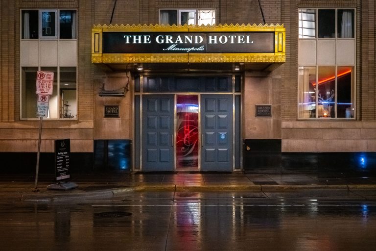 Entrance of The Grand Hotel, Downtown Minneapolis 3 Entrance of The Grand Hotel at 615 2nd Ave S in downtown Minneapolis, Minnesota.