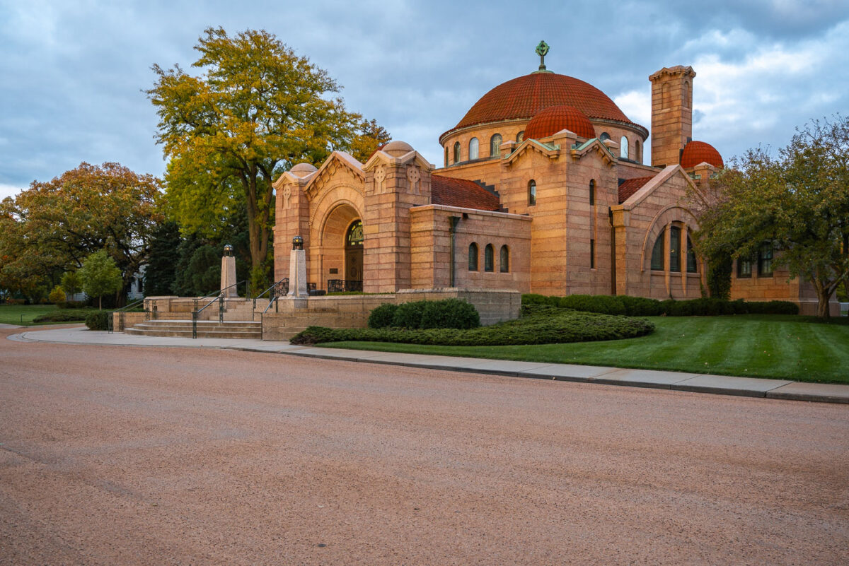 Lakewood Cemetery Memorial Chapel at Sunset