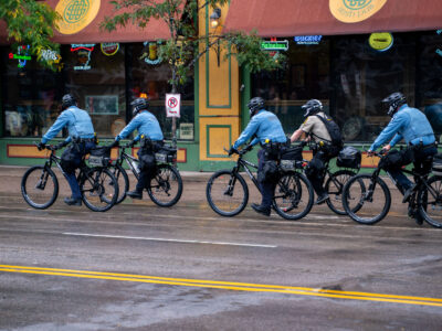 Minneapolis Bike Police Patrol Near Target Center