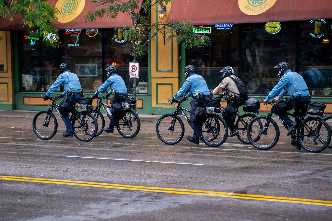 Minneapolis Police on bikes outside a Trump rally 2019