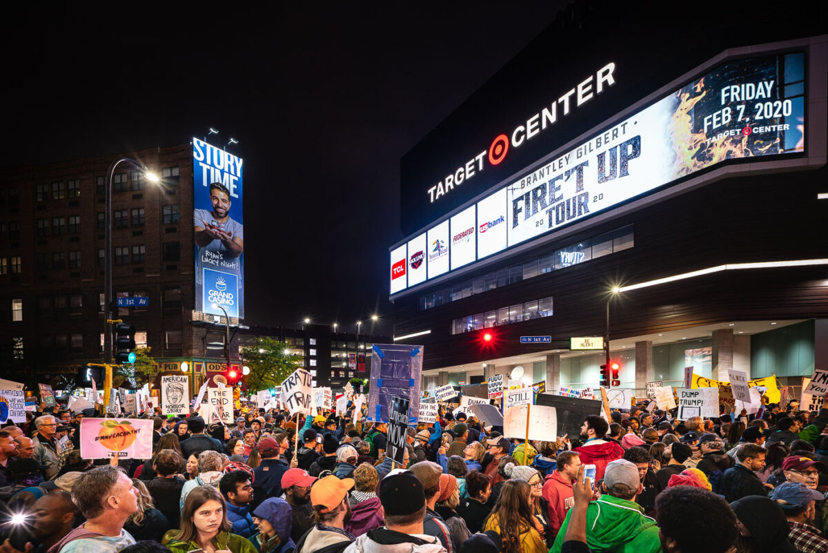 Protesters Outside Target Center During Trump Rally