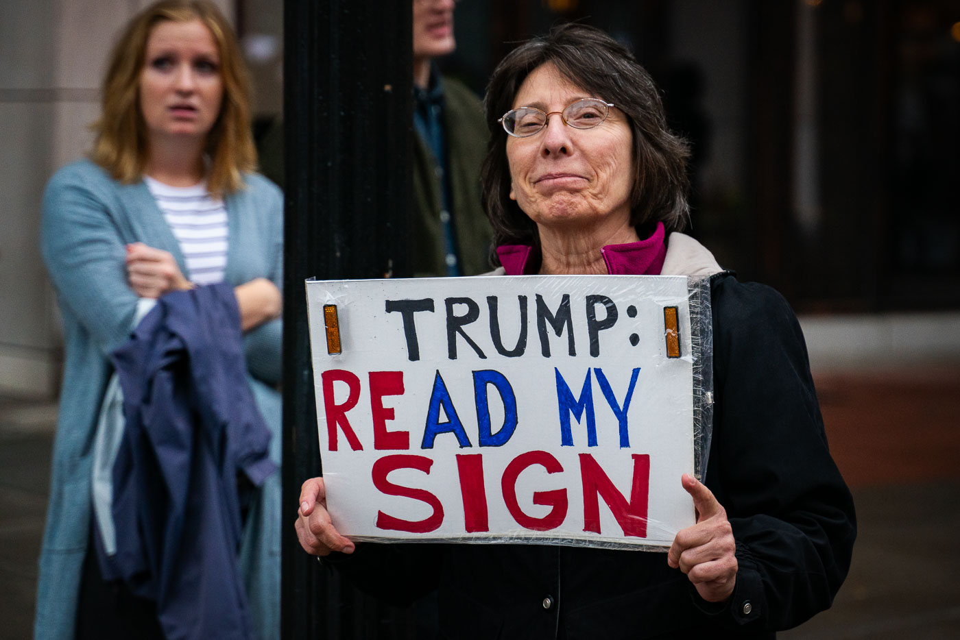 Read my sign protest sign at Minneapolis Trump Rally