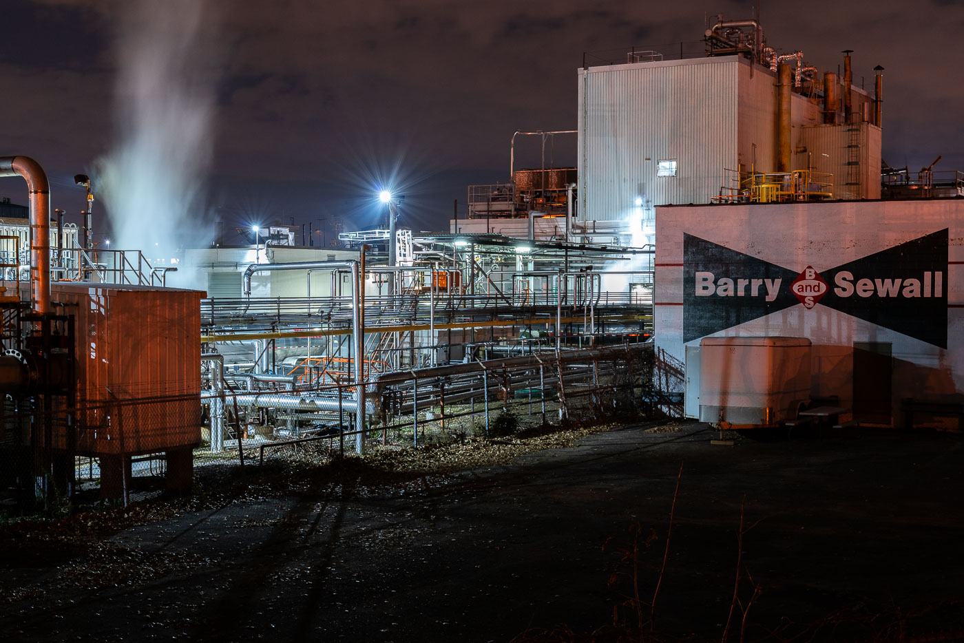 Barry an Sewall Industrial Chemical Plant at Night