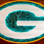 Green Bay Packers "G" found inside the players facility at 1265 Lombardi Avenue in Green Bay, Wisconsin.