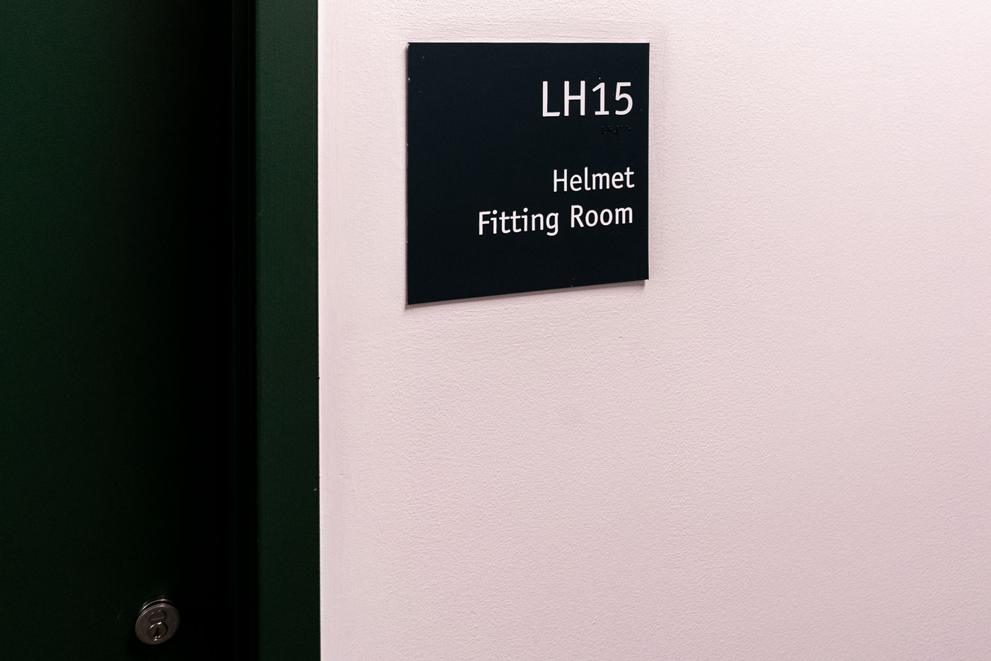 The Helmet Fitting Room inside the Green Bay Packers Headquarters.