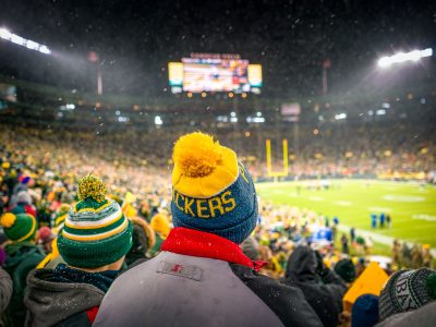 Packers Fan in Snow at Lambeau Field