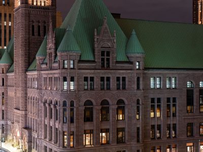 Green Rooflines of Minneapolis City Hall at Night