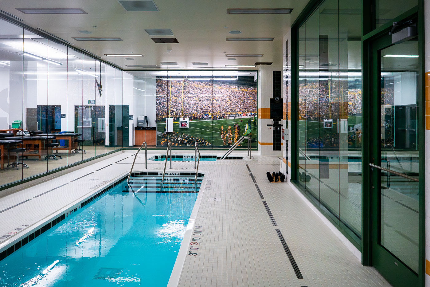 Pool inside the players workout area inside the Green Bay Packers Headquarters.