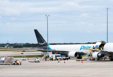 An Amazon plane on the tarmac in Tampa, Florida.