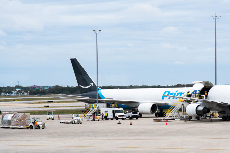 Amazon Prime in Tampa Florida 2 An Amazon plane on the tarmac in Tampa, Florida.