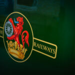 British Railways logo on side of a train. Seen at the Green Bay Railroad Museum