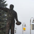 Curly Lambeau statue outside of Lambeau Field in Green Bay, WI. Lambeau Field is home to the Green Bay Packers NFL football team.