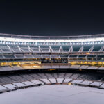 Snow covered Target Field, home of the Minnesota Twins MLB team.