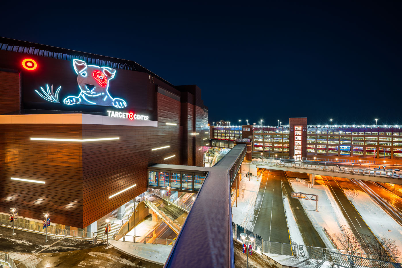 Target Center and Ramp A Skyway Downtown Minneapolis