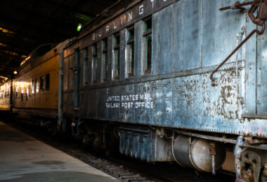 Burlington Railway Post Office Car at the National Railroad Museum in Green Bay, WI.
