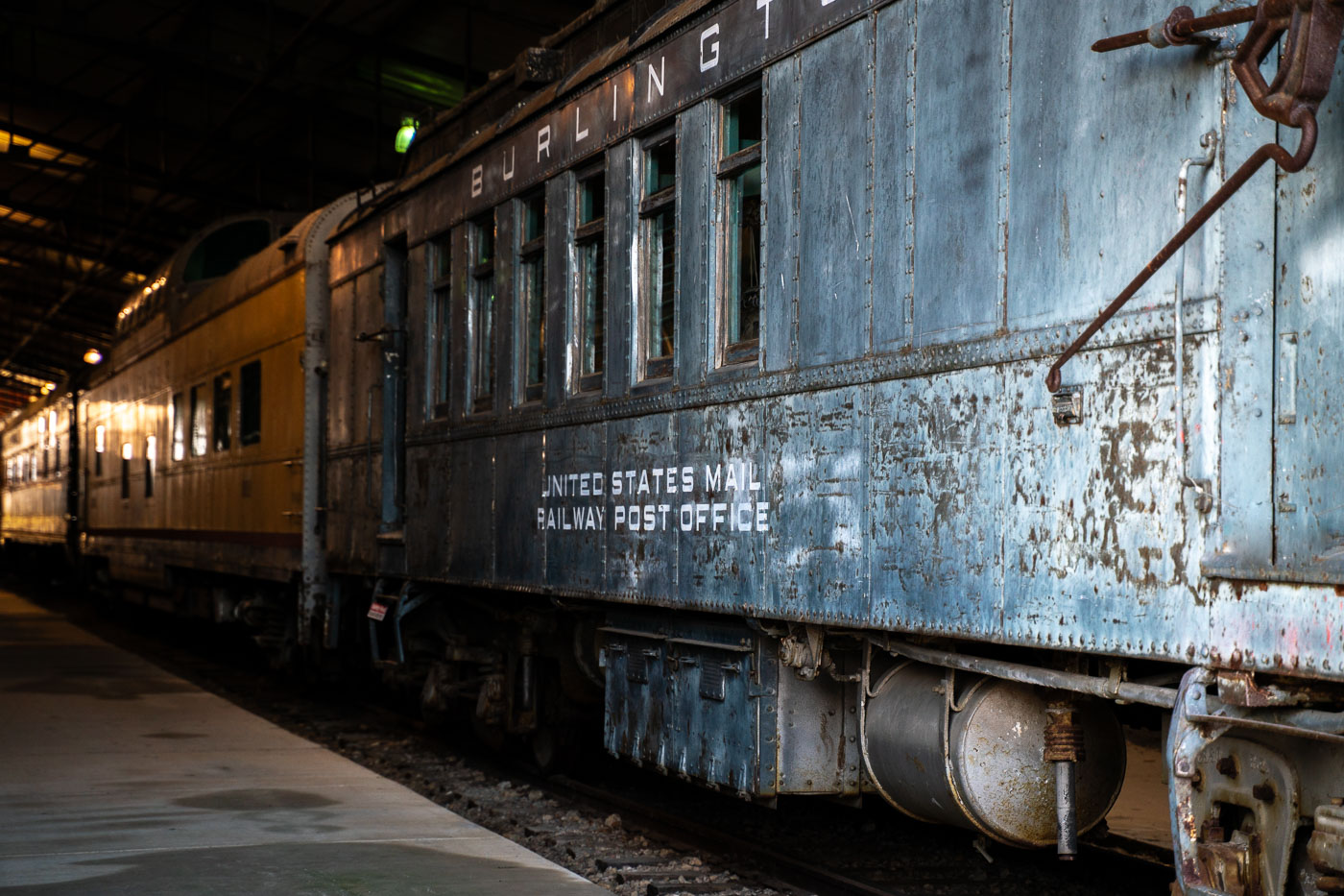 Burlington Railway Post Office Car at the National Railroad Museum in Green Bay, WI.