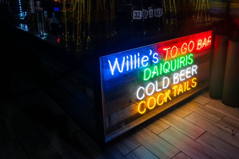 Willie's To Go Bar Neon Sign, New Orleans 2 Neon sign for Willie's To Go Bar advertising daiquiris, cold beer, and cocktails in New Orleans.