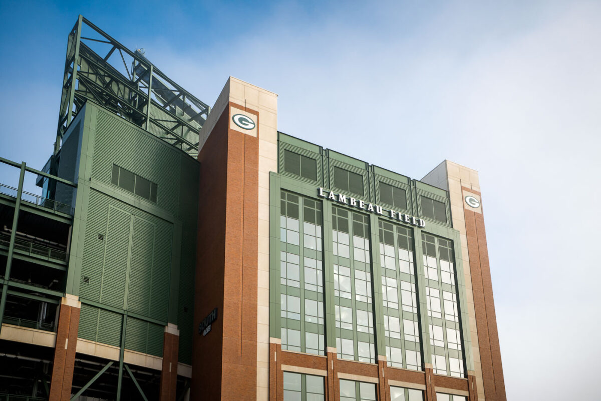 A foggy morning at Lambeau Field, the home of the Green Bay Packers.