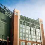 A foggy morning at Lambeau Field, the home of the Green Bay Packers.