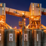 Zen-Noh Grain Corporation grain elevators in Convent, Lousiana. Located on the shores of the Mississippi River.