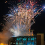 Fireworks at Lambeau Field on New Years Eve. The stadium is home to the NFL's Green Bay Packers.