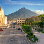 Agua Volcano (Volcán de Agua) as seen from Antigua, Guatemala.