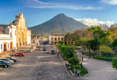 Agua Volcano (Volcán de Agua) as seen from Antigua, Guatemala.