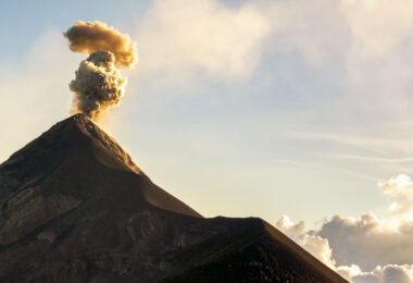 Fuego volcano erupting near Antigua Guatemala.