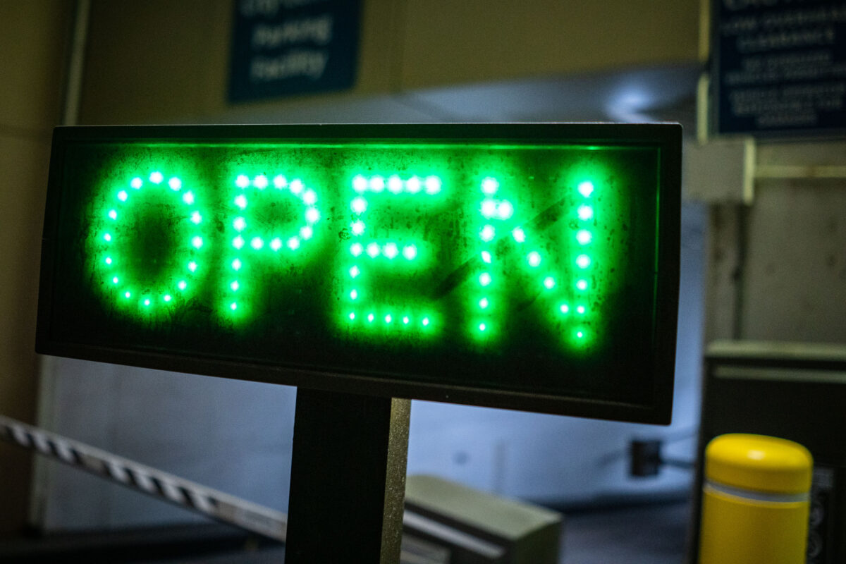 Open sign at a Minneapolis Parking Garage