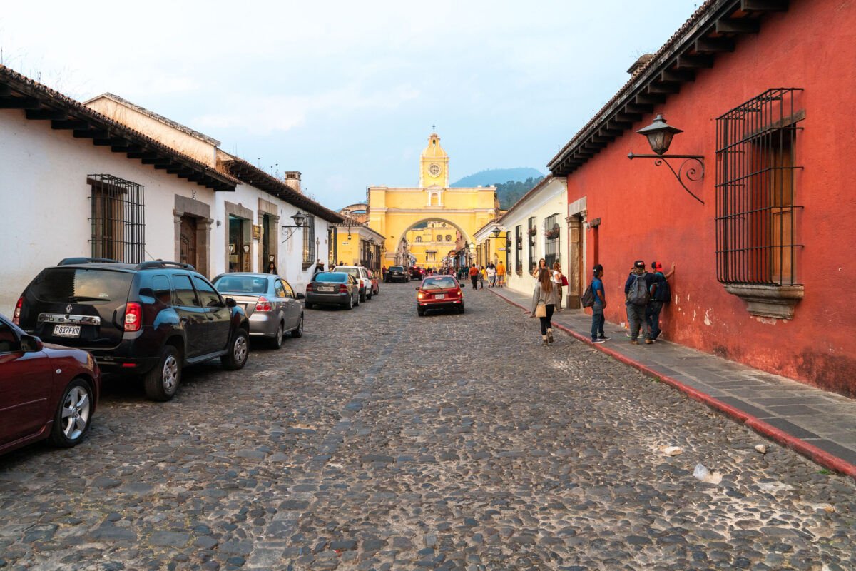 Santa Catalina Arch and Cobblestone Street, Antigua, Guatemala