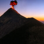 An erupting volcano in Guatemala.