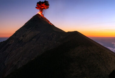 An erupting volcano in Guatemala.
