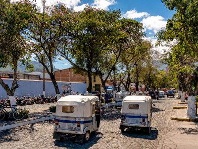 Tuk-Tuks on a Cobblestone Street in Antigua, Guatemala - _DSC0036-Edit.tif