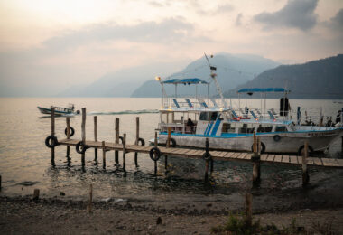 A boat docked in Panajachel, Guatemala.