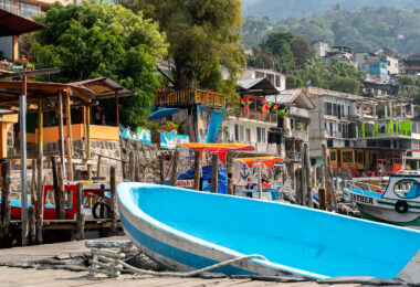 A boat at the dock in San Pedro, Guatemala.