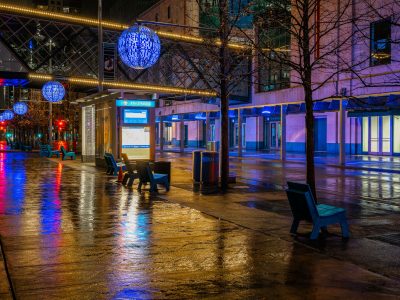 Nicollet Mall, Minneapolis: Rainy Night During COVID-19