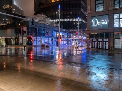 Dayton's and IDS Center, Nicollet Mall, Minneapolis, Early COVID-19