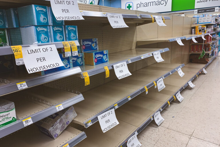 Limit 2 per household at Walgreens 4 Empty shelves of toilet paper at a Walgreens in Minneapolis on March 16, 2020.