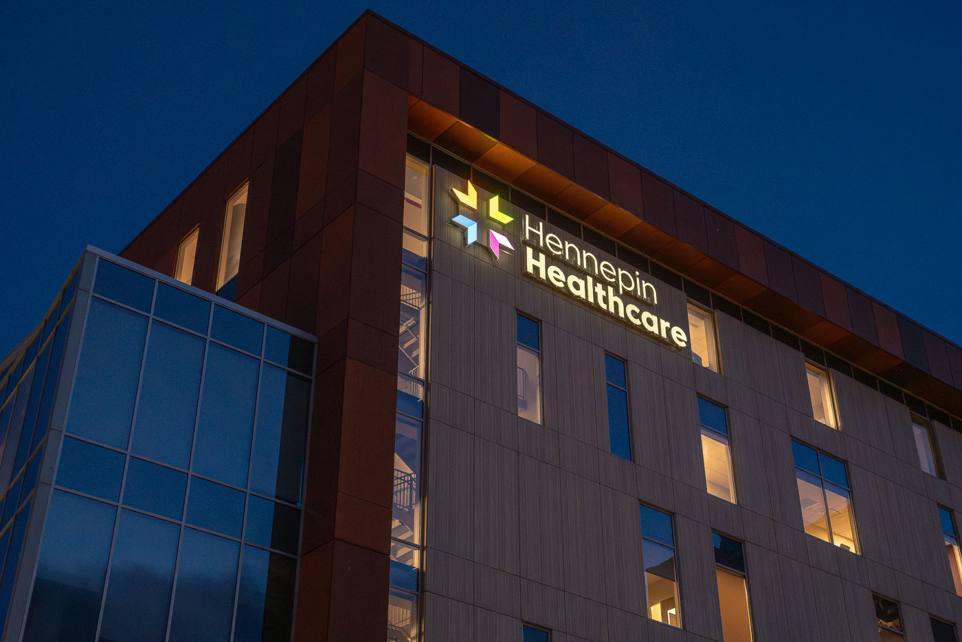 Hennepin Healthcare building in Minneapolis MN