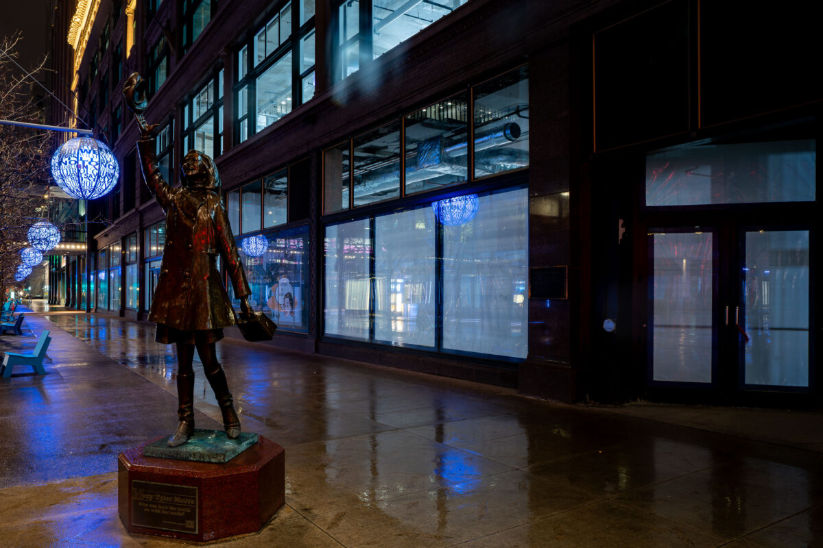 Mary Tyler Moore Statue on an Empty Nicollet Mall