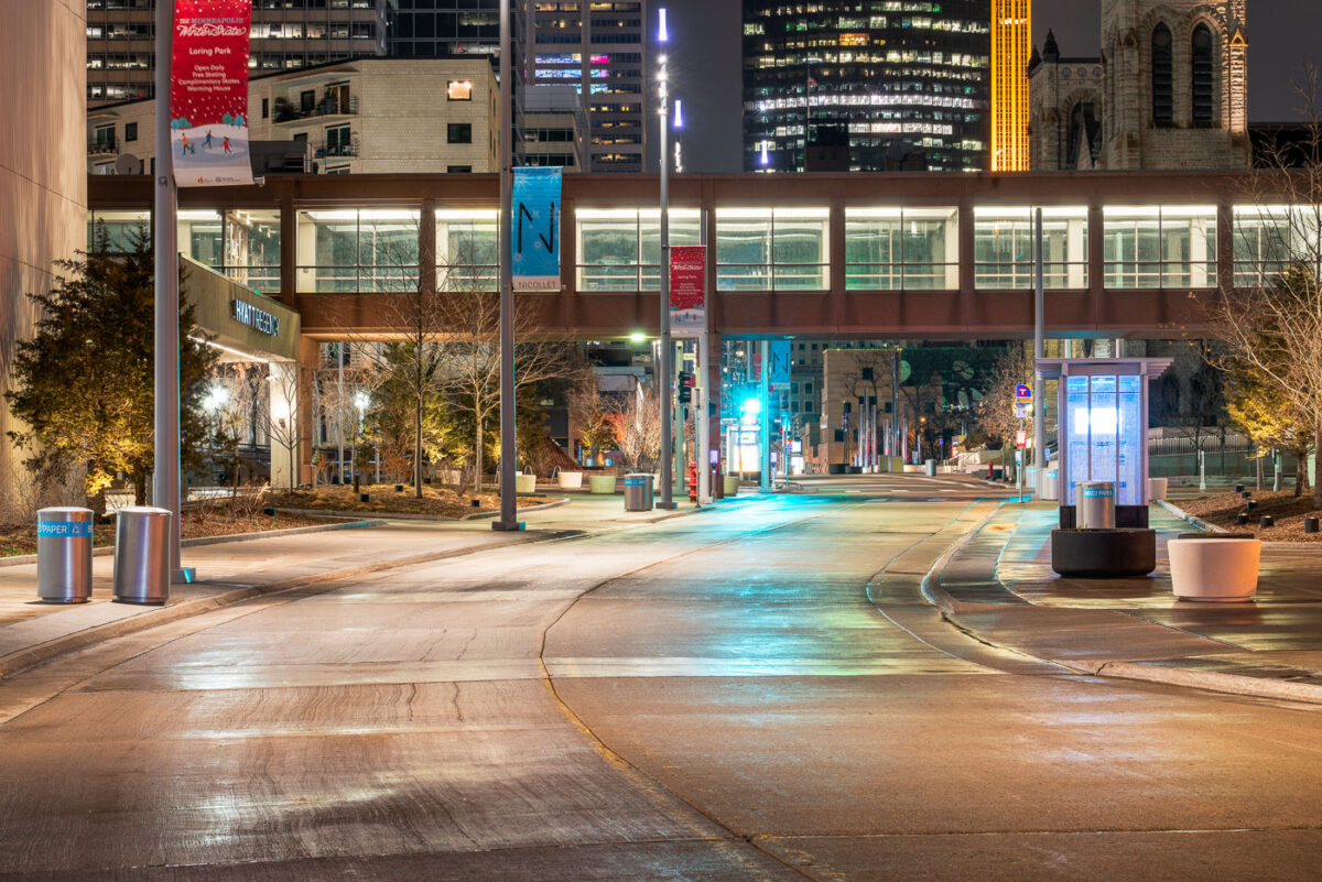Nicollet Mall in Downtown Minneapolis during Minnesota’s COVID-19 Stay At Home orders.