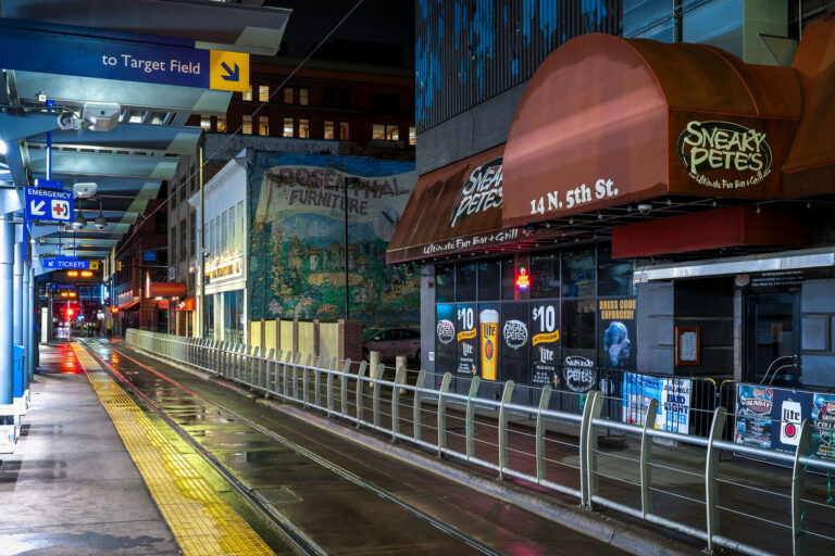 Sneaky Pete's in Downtown Minneapolis during COVID-19 3 Sneaky Pete’s bar during the first night of Minnesota’s Stay At Home Order on 03/28/20.