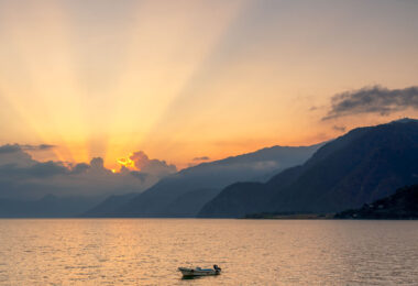 The sunsets behind Lake Atitlán in Panajachel, Guatemala.