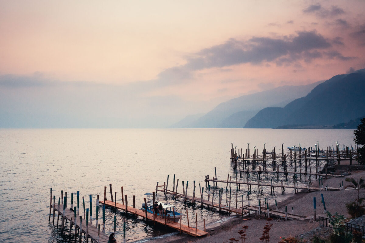 Panajachel Piers at Dusk, Lake Atitlán, Guatemala