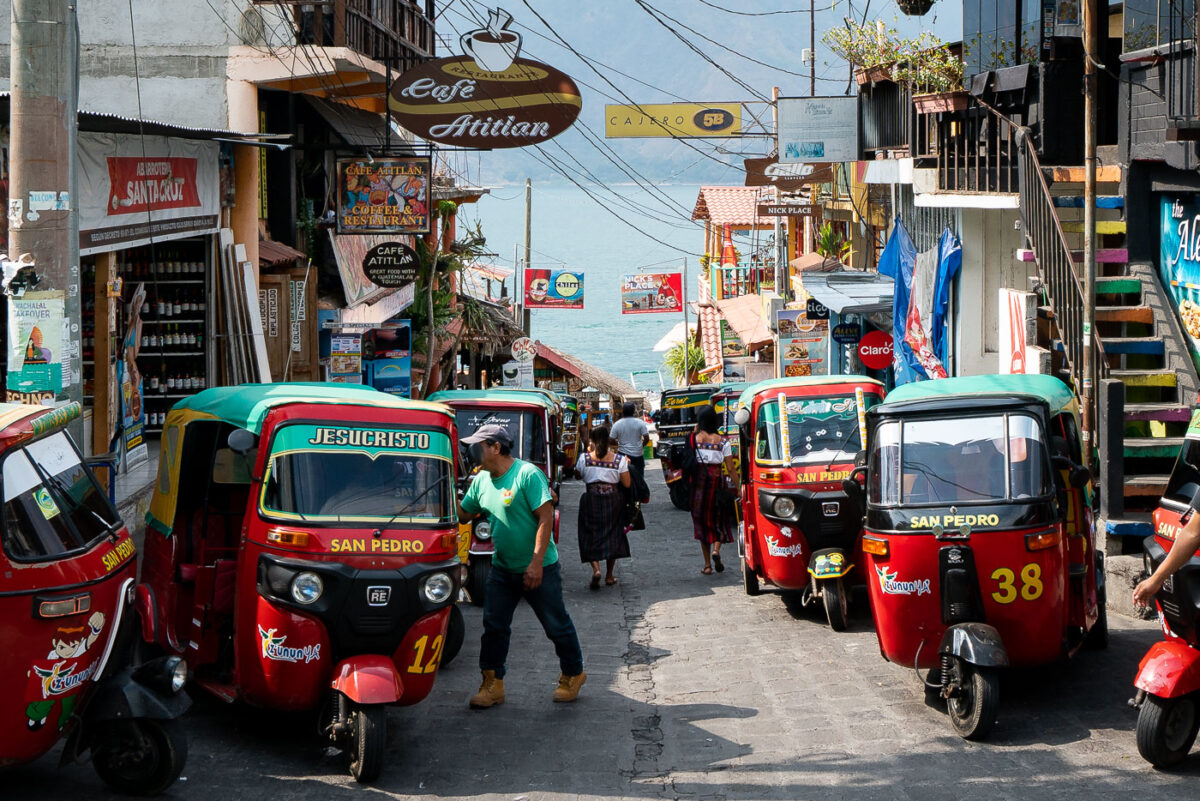 Tuk Tuks near the dock in San Pedro La Laguna, Guatemala.