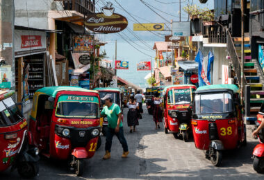 Tuk Tuks near the dock in San Pedro La Laguna, Guatemala.