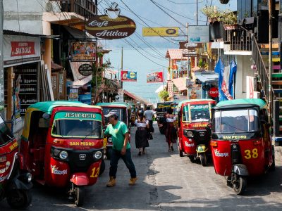 Mototaxis on a Commercial Street, San Pedro La Laguna