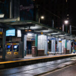 Warehouse District/Hennepin light rail station in Downtown Minneapolis in the hours after the Minnesota Stay At Home order went into effect.