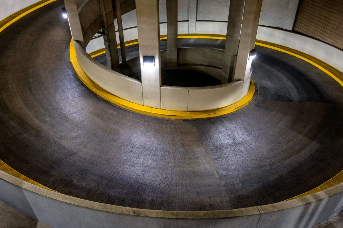 Ramp C parking garage in downtown Minneapolis, Minnesota.